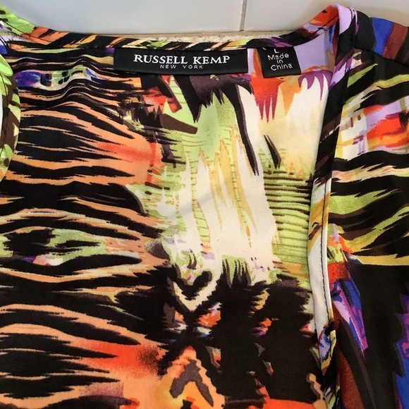 Russell Kemp NY Abstract Colorful Fringe Kimono Cardigan Size Large - Picture 5 of 8